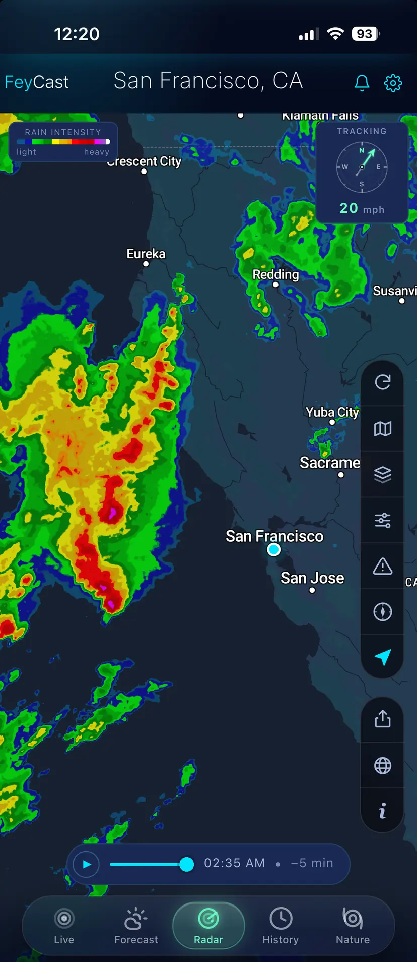 FeyCast interactive radar map